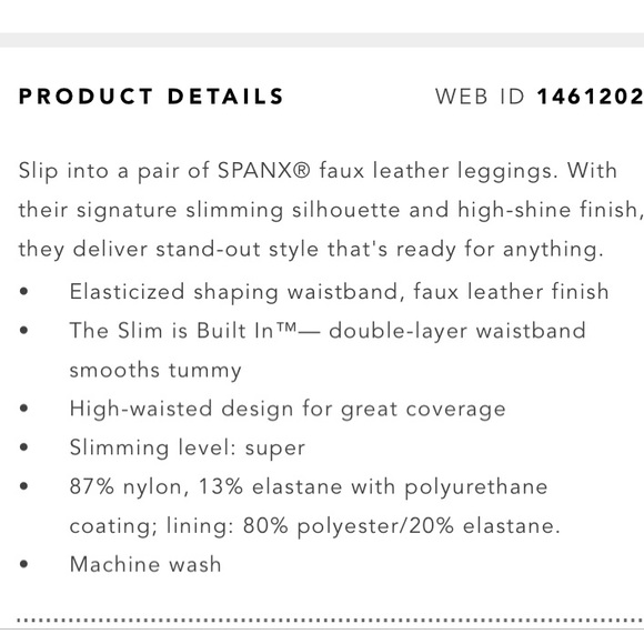 NWT Spanx faux leather leggings - Picture 5 of 8